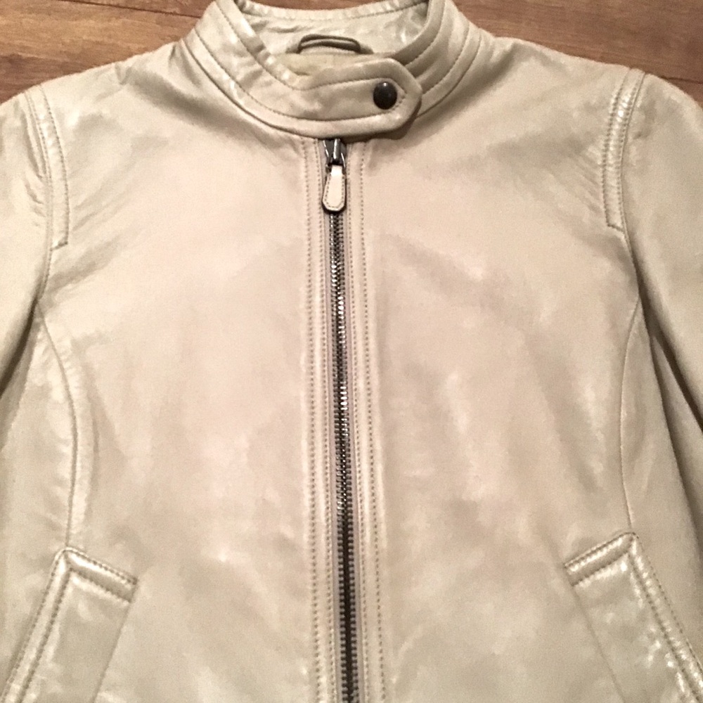NWOT AUTHENTIC COACH SOFT LEATHER BOMBER NEUTRAL COLOR COAT - Picture 3 of 11